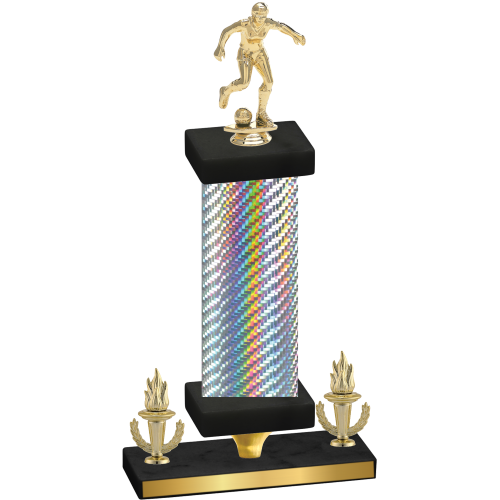 Premium Single Silver Carbon Fiber Victory Soccer Trophy