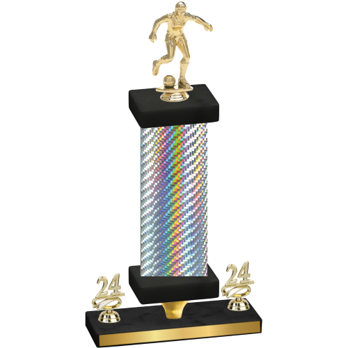 Premium Single Silver Carbon Fiber Year Soccer Trophy