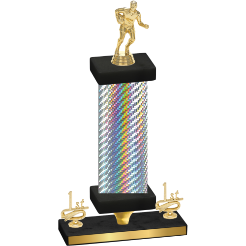 Premium Single Silver Carbon Fiber First Place Rugby Trophy