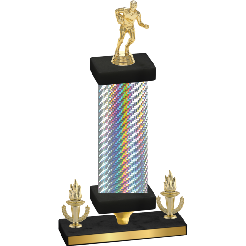 Premium Single Silver Carbon Fiber Victory Rugby Trophy