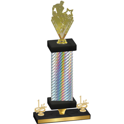 Premium Single Silver Carbon Fiber First Place Rugby Trophy