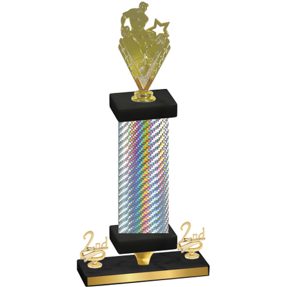 Premium Single Silver Carbon Fiber Second Place Rugby Trophy