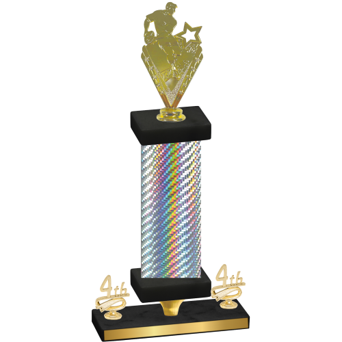 Premium Single Silver Carbon Fiber Fourth Place Rugby Trophy