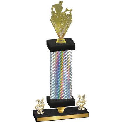 Premium Single Silver Carbon Fiber Year Rugby Trophy