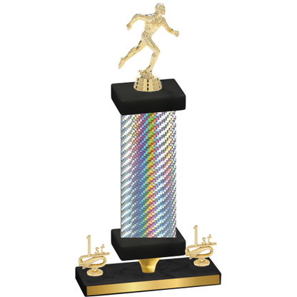 Premium Single Silver Carbon Fiber First Place Running Trophy