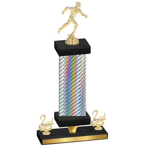 Premium Single Silver Carbon Fiber Second Place Running Trophy