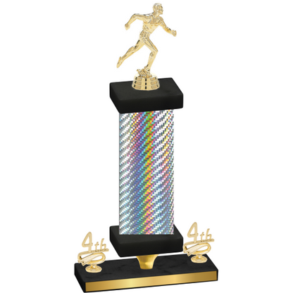 Premium Single Silver Carbon Fiber Fourth Place Running Trophy