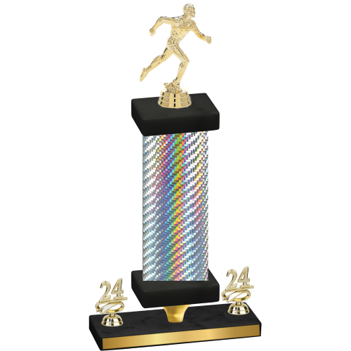 Premium Single Silver Carbon Fiber Year Running Trophy