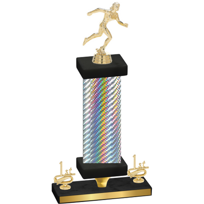 Premium Single Silver Carbon Fiber First Place Running Trophy