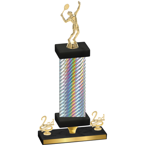 Premium Single Silver Carbon Fiber Second Place Tennis Trophy