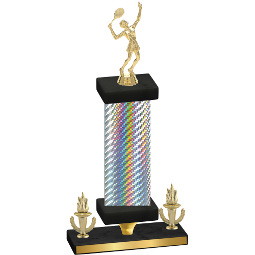 Premium Single Silver Carbon Fiber Victory Tennis Trophy