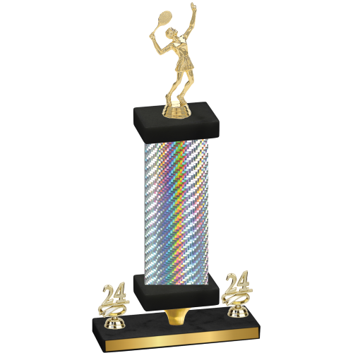 Premium Single Silver Carbon Fiber Year Tennis Trophy