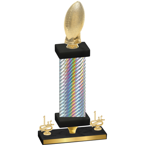 Premium Single Silver Carbon Fiber First Place Football Trophy