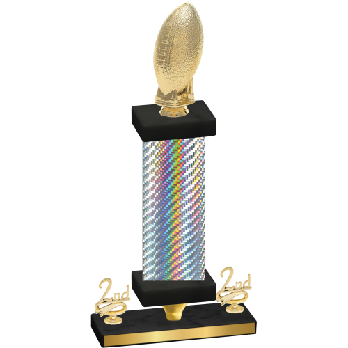 Premium Single Silver Carbon Fiber Second Place Football Trophy