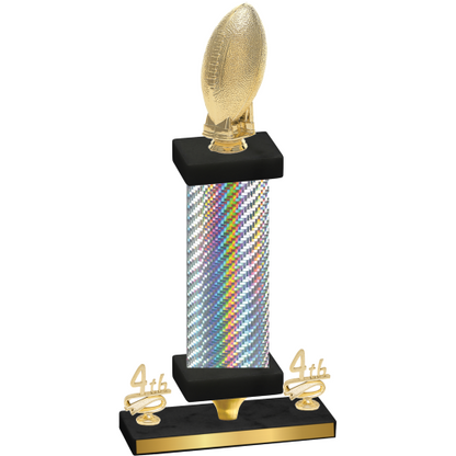 Premium Single Silver Carbon Fiber Fourth Place Football Trophy