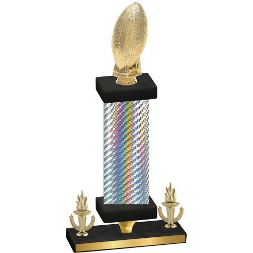 Premium Single Silver Carbon Fiber Victory Football Trophy