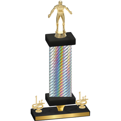 Premium Single Silver Carbon Fiber First Place Wrestling Trophy