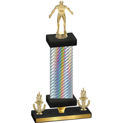 Premium Single Silver Carbon Fiber Victory Wrestling Trophy