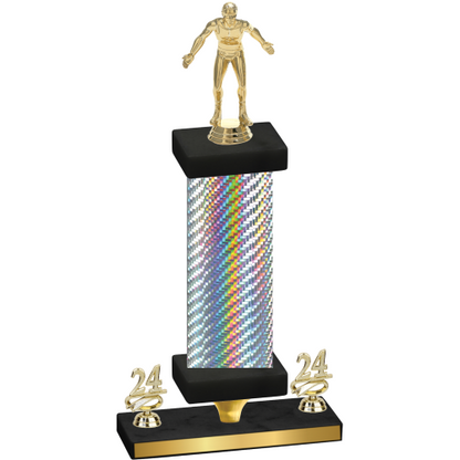 Premium Single Silver Carbon Fiber Year Wrestling Trophy