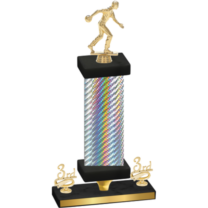 Premium Single Silver Carbon Fiber Third Place Bowling Trophy