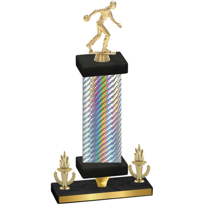 Premium Single Silver Carbon Fiber Victory Bowling Trophy