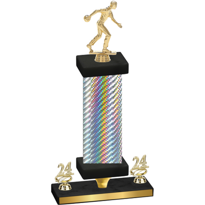 Premium Single Silver Carbon Fiber Year Bowling Trophy