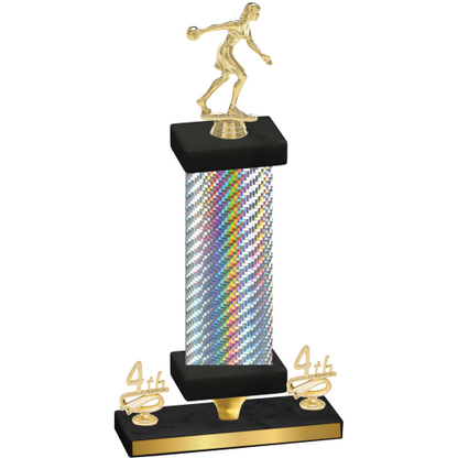 Premium Single Silver Carbon Fiber Fourth Place Bowling Trophy