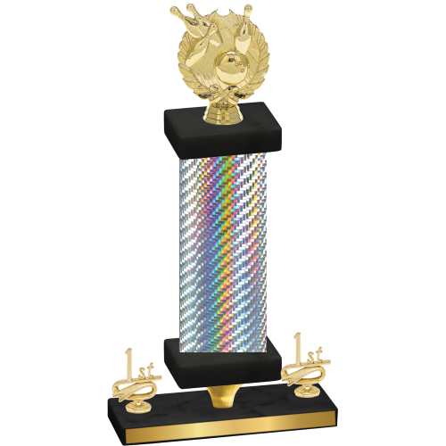 Premium Single Silver Carbon Fiber First Place Bowling Trophy