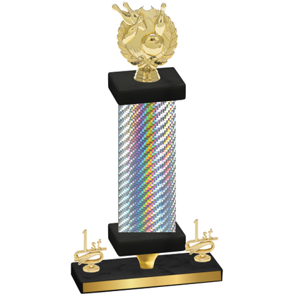 Premium Single Silver Carbon Fiber First Place Bowling Trophy