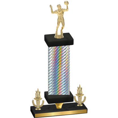 Premium Single Silver Carbon Fiber Victory Volleyball Trophy