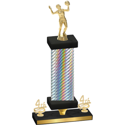 Premium Single Silver Carbon Fiber Fourth Place Volleyball Trophy