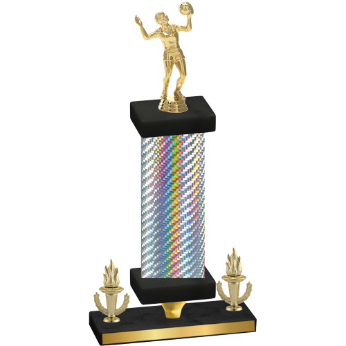 Premium Single Silver Carbon Fiber Victory Volleyball Trophy