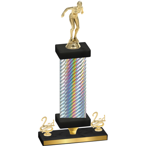 Premium Single Silver Carbon Fiber Second Place Tennis Trophy