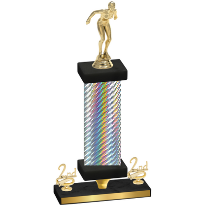 Premium Single Silver Carbon Fiber Second Place Tennis Trophy