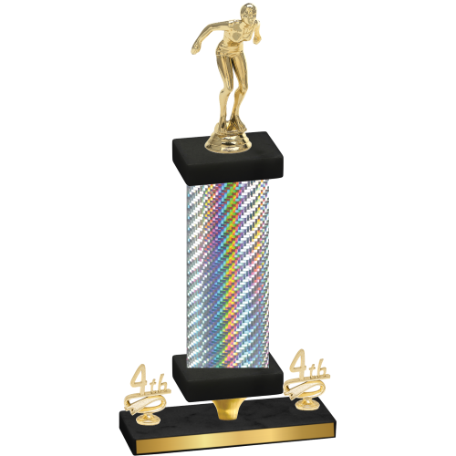 Premium Single Silver Carbon Fiber Fourth Place Tennis Trophy