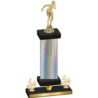 Premium Single Silver Carbon Fiber Fourth Place Tennis Trophy