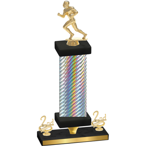 Premium Single Silver Carbon Fiber Second Place Football Trophy