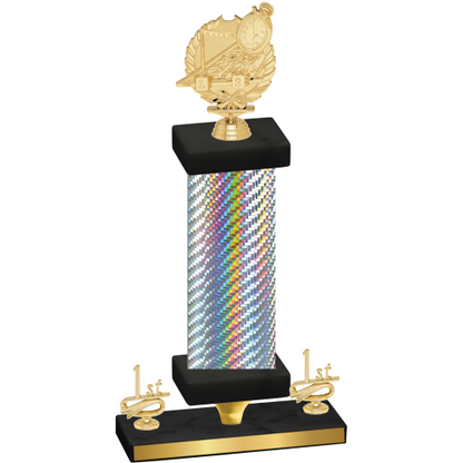 Premium Single Silver Carbon Fiber First Place Swimming Trophy