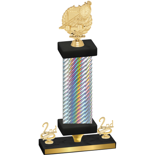 Premium Single Silver Carbon Fiber Second Place Swimming Trophy