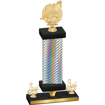 Premium Single Silver Carbon Fiber Third Place Swimming Trophy