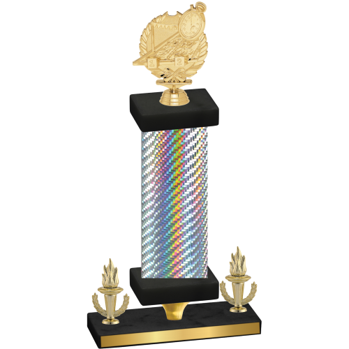 Premium Single Silver Carbon Fiber Victory Swimming Trophy