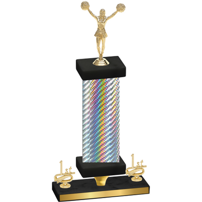 Premium Single Silver Carbon Fiber First Place Cheerleading Trophy