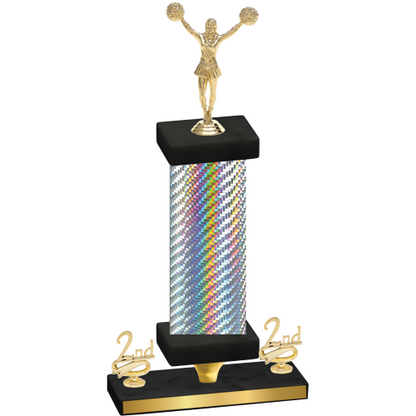 Premium Single Silver Carbon Fiber Second Place Cheerleading Trophy