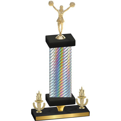 Premium Single Silver Carbon Fiber Victory Cheerleading Trophy