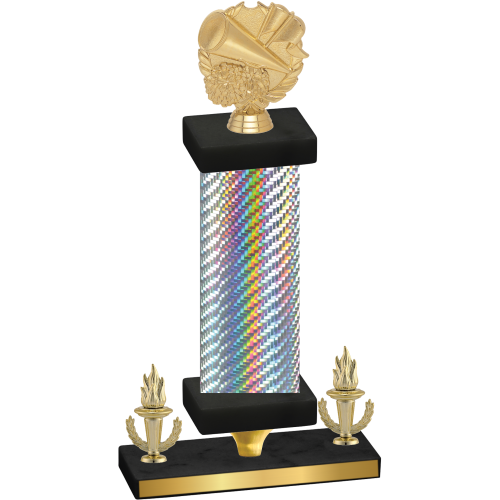 Premium Single Silver Carbon Fiber Victory Cheerleading Trophy