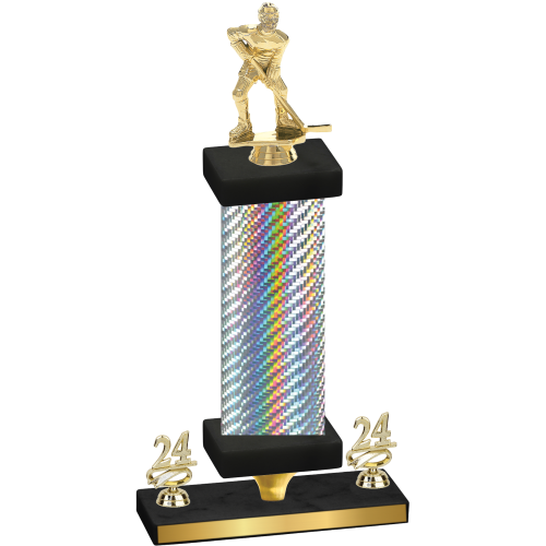 Premium Single Silver Carbon Fiber Year Hockey Trophy