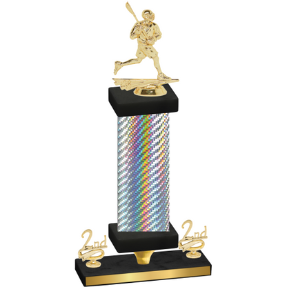 Premium Single Silver Carbon Fiber Second Place Lacrosse Trophy