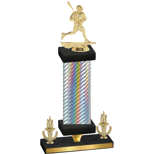 Premium Single Silver Carbon Fiber Victory Lacrosse Trophy