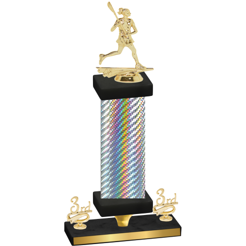 Premium Single Silver Carbon Fiber Third Place Lacrosse Trophy