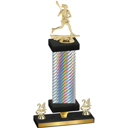 Premium Single Silver Carbon Fiber Year Lacrosse Trophy